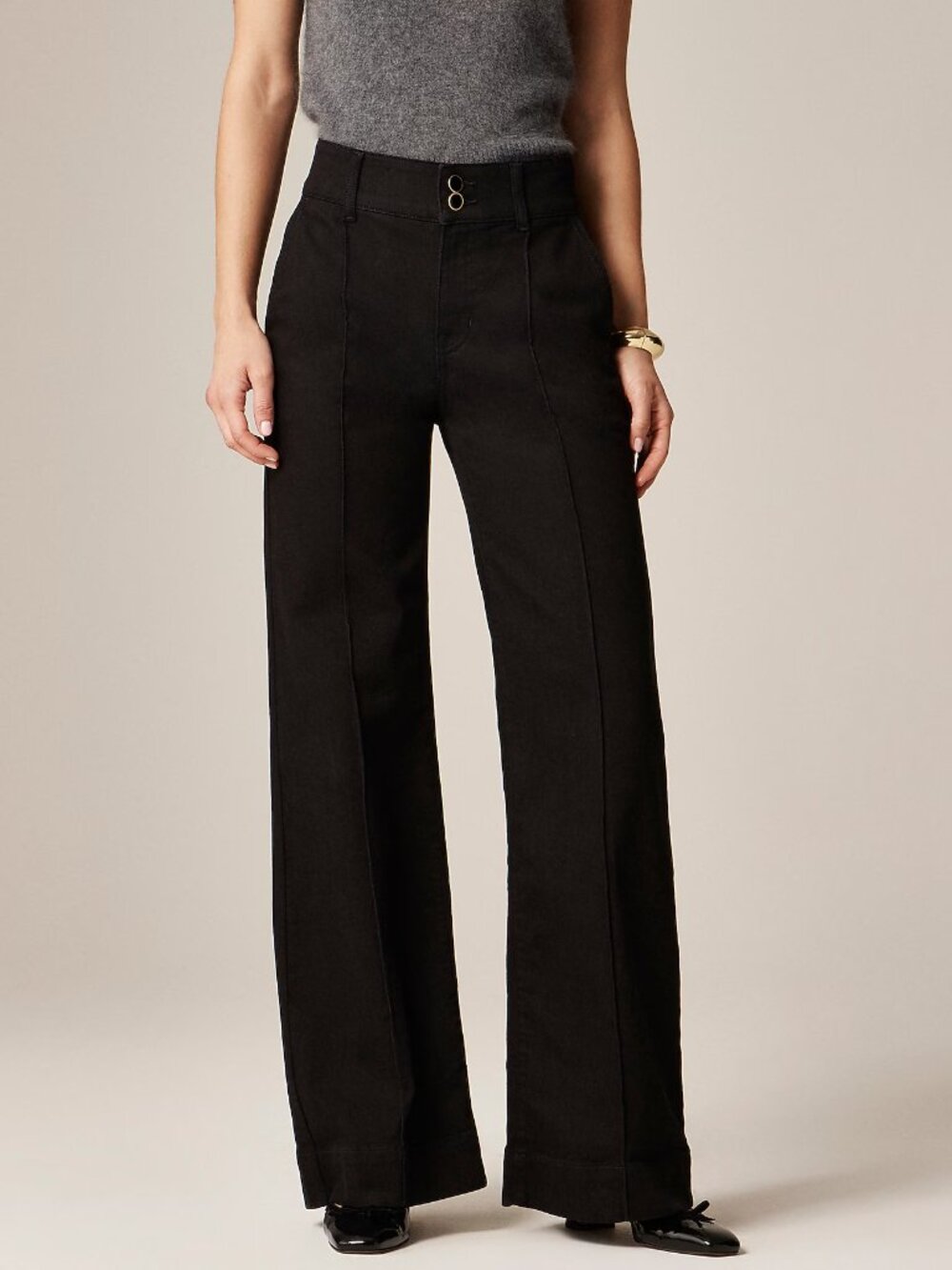 J. Crew Denim Trouser High Rise Semi-Stretch Jean w/ Stacked Buttons NWT Size 27